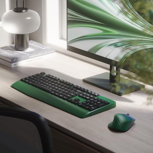MPTOG Ergonomic Wireless Keyboard and Mouse Combo, Dark-Green Black