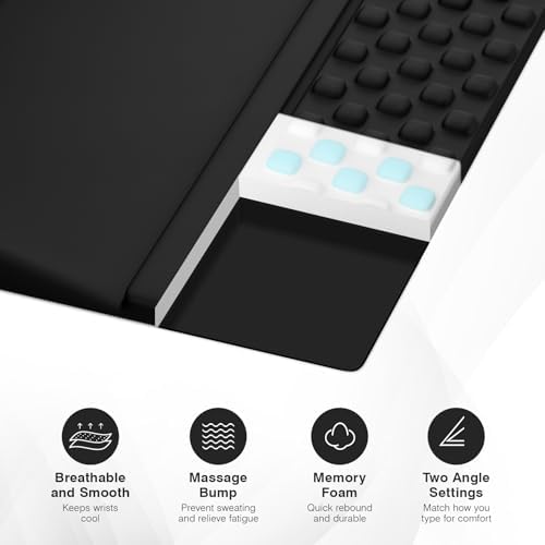 Ospelelf Ergonomic Mouse Pad and Keyboard Stand Wrist Rest Set, Memory Foam Comfort, Pain Relief for Typing, Office Desk Accessories, Black
