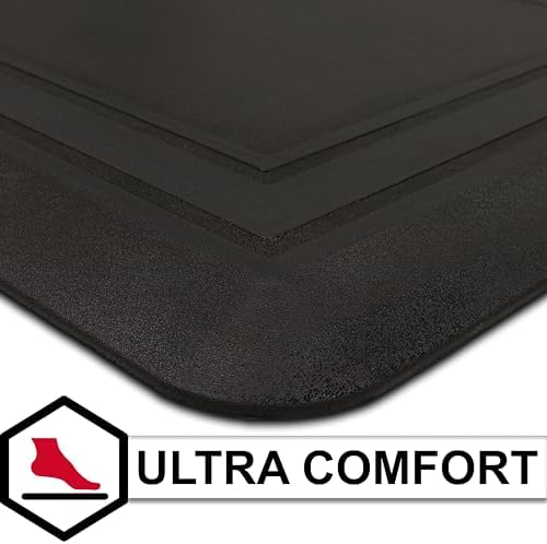 Tempur-Pedic Ultra Comfort Anti-Fatigue Frame Raven 1' 8" x 3' 6" Kitchen Floor Mat Cushioned Ergonomic Standing Desk Mat Waterproof Non-Skid Foam