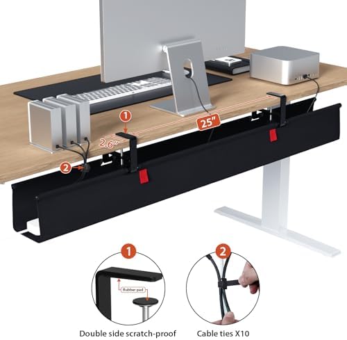 Univivi No Drill Under Desk Cable Management Tray, 48 inch Cable Management