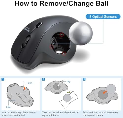 SANWA Small Trackball 34mm/1.34in, Replacement Ball for Logitech M575, M570, MX Ergo, ELECOM, Kensington, Perixx, and Other Compatible Trackball Mice, Glossy Silver