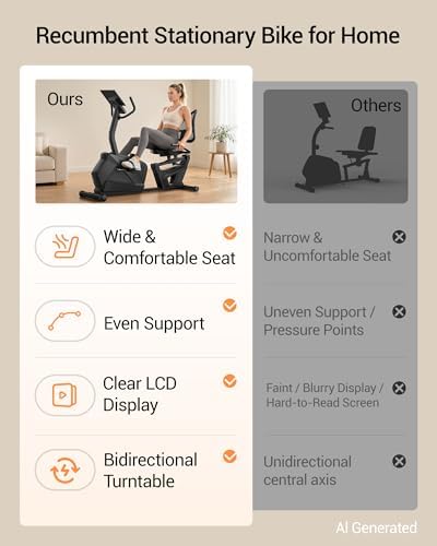 Recumbent Exercise Bike for Home, Magnetic Stationary Bikes for Seniors