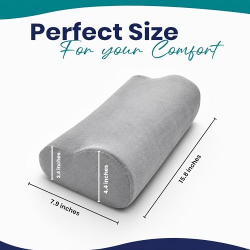 Memory Foam Headrest Pillow for Recliner – B-Shaped Neck Pillow with Stabilizer Strap, Soft Plush Fabric - Ultimate Neck Support and Pain Relief (Slate)