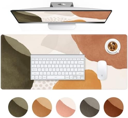 HAOCOO Boho Desk Mat, XL Non-Slip Mouse Pad for Office(Brown& Beige)