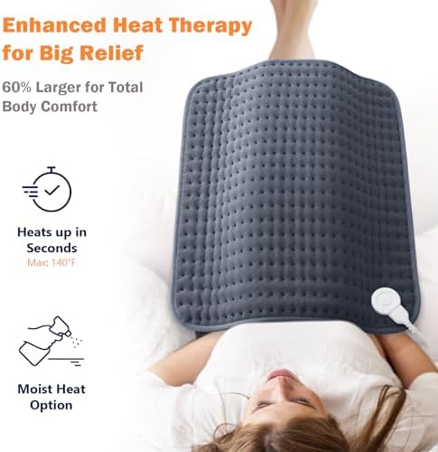 Heating Pad for Back, Neck & Shoulders, Soft Electric Heating Pad with Moist & Dry Heat, Auto-Off, Machine Washable, Birthday Gifts for Women Wife Mom Her (Rock Gray, 20"x24")