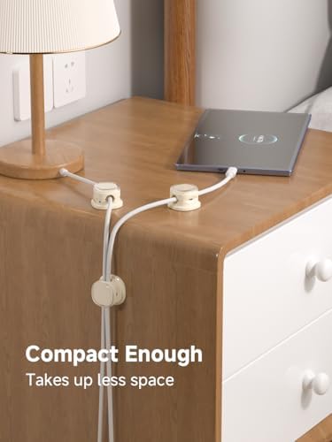 Magnetic Cable Clips, Adjustable Cord Holder Management, Adhesive Wire Keeper Organizer for Home Office Desk Phone PC Car Wall Desktop Nightstand Appliance (9-PCS Apricot)