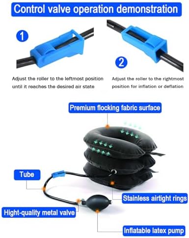 Cervical Neck Traction Device for Instant Neck Pain Relief - Inflatable & Adjustable Neck Stretcher Neck Support Brace, Neck Traction Pillow for Home Use Neck Decompression