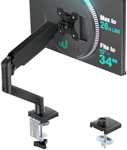 WALI Adjustable Single Monitor Arm for 13-34 inch Screens, up to 26.4 lbs