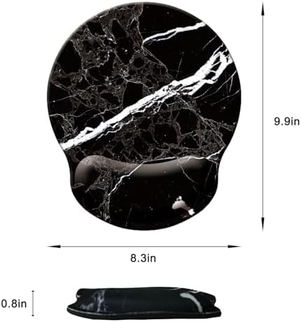 Mouse Pad with Wrist Support, Ergonomic Mouse Pad with Memory Foam Wrist Rest Cushion, Non-Slip Rubber Base Gaming Mice Pad for Home Office Computer Laptop, Black White Marble