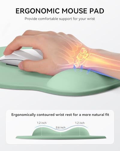 Mouse Pad with Wrist Rest for Desktop Large Ergonomic Mouse Mat(Green)