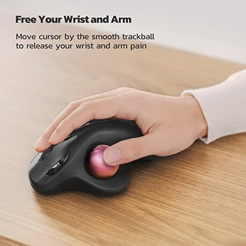 Nulea M501 Wireless Trackball Mouse Ergonomic Thumb Control, 4 DPI Levels