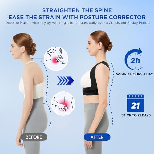 Vicorrect Posture Corrector for Women and Men, Adjustable Upper Back Brace for Clavicle Support and Providing Pain Relief from Neck, Shoulder, and Upper Back