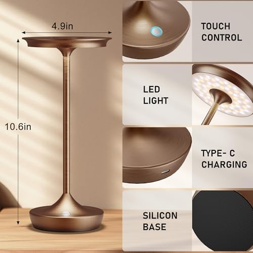 LED Rechargeable Cordless Outdoor 6000mAh Battery Table Lamp 2-Pack Moka