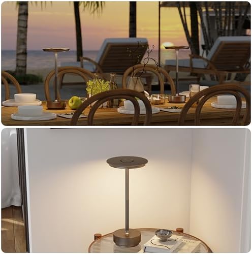 TBBGA 1 Pack Rechargeable Table Lamps Cordless, 5000mAh Outdoor Table Light