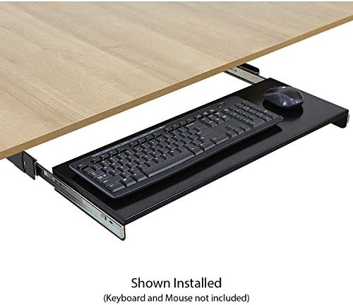 BenchPro Heavy 16-Gauge Powder Painted Steel Under Desk Keyboard Tray, Slide Out Large Mouse Tray Kit, Steel Construction, 9" D x 27" W