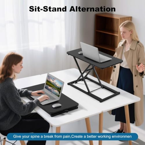 Standing Desk Converter Keyboard Riser Height Adjustable Black 23.6 Inch
