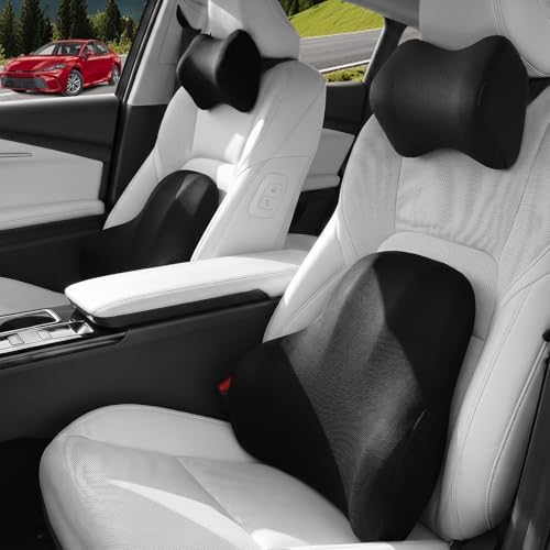 Car Pillow for Toyota Camry,Car Neck Pillow,Lumbar Support Pillow for Car,Memory foam Pillow,Ergonomic Pillow,Adjustable and Washable,Car Essentials for Long Trips,Car Accessories,Ice Silk,1 Set