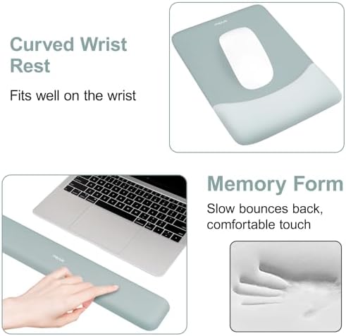 MOSISO Wrist Rest Support Mouse Pad & Keyboard Set, Powder Blue
