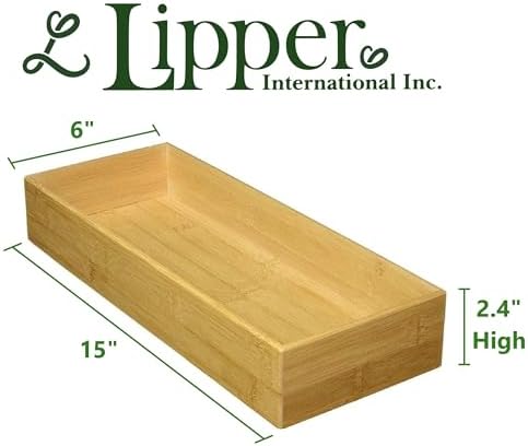 Lipper International 8386 Bamboo Wood Stacking Drawer Organizer Box, 15" x 6"