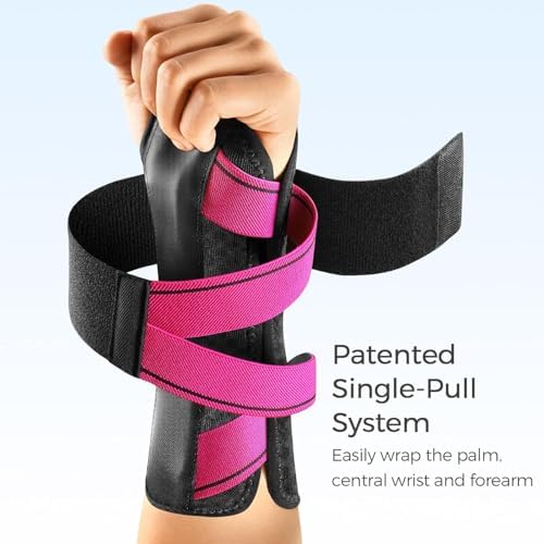 FREETOO Carpal Tunnel Wrist Brace Night Support.Pink,Left Hand,XS
