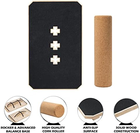 Multi-Optional Wooden Balance Board for all kind of balance tranning, Extra-Large Anti-Slip Wobble, Rocker and Plank Board for Balance and Core Training, Balancing Board for Under Desk