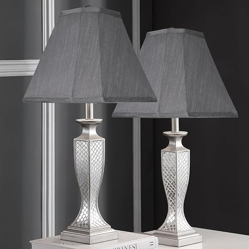 GO&SO Bell Lamp Shade Set of 2,6.5" x 13" x 10.5",Grey Fabric Lampshade