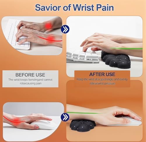 Silky Cloud Wrist Rest Set for Keyboard & Mouse, 16.9", Black Star
