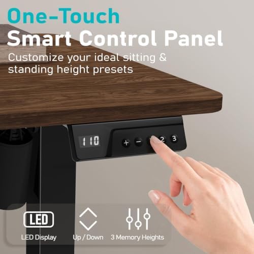35" Electric Standing Desk, Small Sit Stand up Desk, Dark Walnut