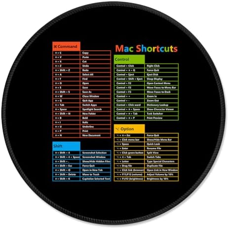 ITNRSIIET Mouse Pad Non-Slip Rubber Base Smooth Surface Stitched Edges Waterproof Durable Compatible with All Mice for Office & Gaming, Desk Accessory, Diameter 8.7 inch, MacShortcuts
