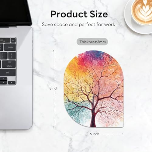 Contoured Oval Mouse Pad 6x8in Non-Slip for Laptop,Big Tree
