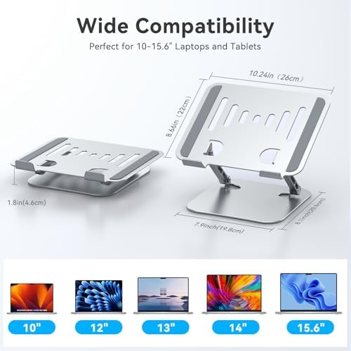 K&ZZ Laptop Stand for Desk Adjustable Ventilated Laptop Holder Stand