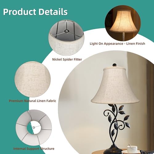 Linen Bell Lampshade, 6" x 13" x 10", Replacement Lamp shade, Pack 1