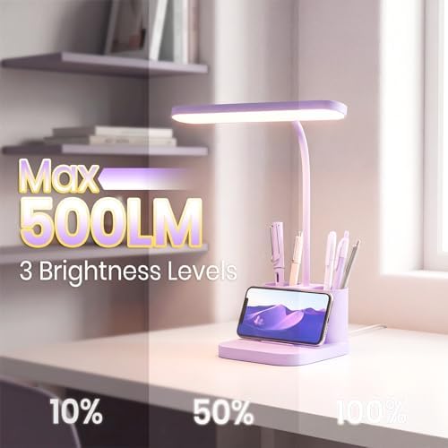 AXX Purple Desk Lamp, Cute Table Light for Home Office Bedroom