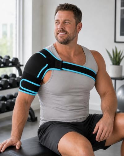 Shoulder Brace with Reusable Hot Cold Gel Pack, Rotator Cuff Support, L