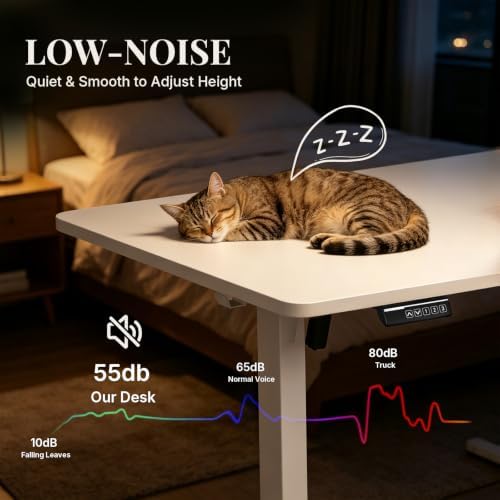 63 Inch Electric Standing Desk, Height Adjustable Sit to Stand Desk, Computer Workstation for Home Office and Gaming, Rising Table with Memory Preset & Splice Board, White