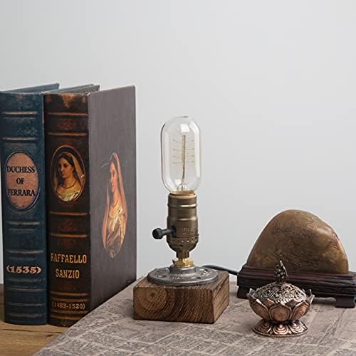 Vintage Table Lamp, Industrial Dimmable Nightlight Steampunk Desk Lamp with E26 Lamp Holder for Bedroom Living Room Home Art Display Cafe Bar Studio Antique Decor(Without Bulb)