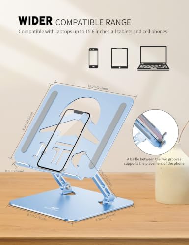Z-Shaped Laptop Stand for Desk Fits 10"-16" Notebook, Sky Blue