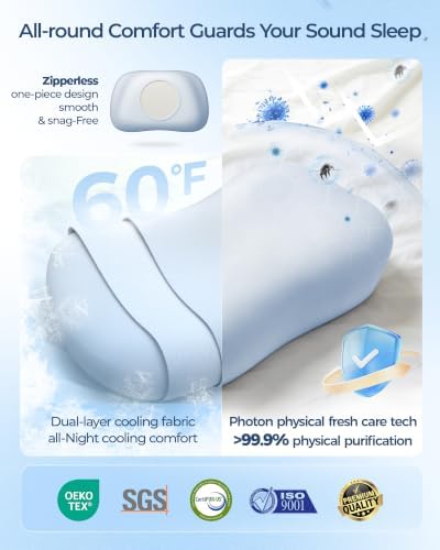 Kayfia Cervical Neck Pillow Side Sleeper Pillow for Neck Pain Relief, Bule