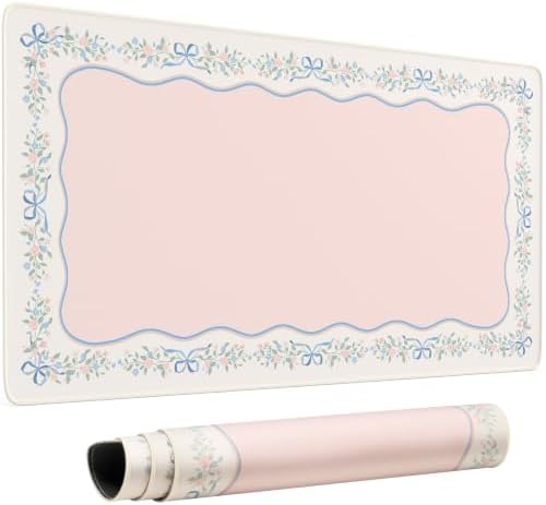 HAOCOO Floral Ribbon Deskpad, 23.6" x 13.7" Computer Pad for Home Decor