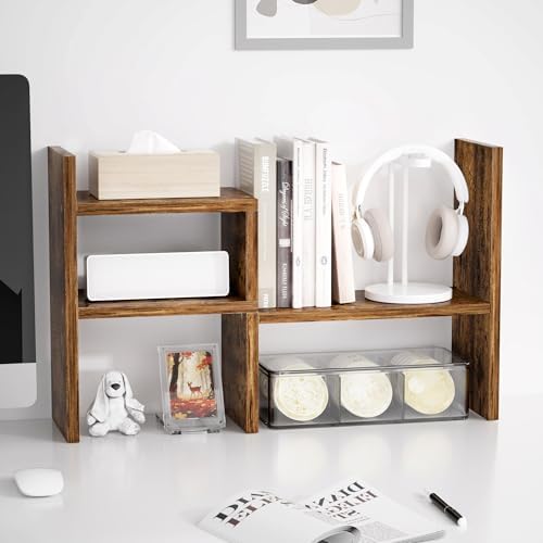 Jerry & Maggie Adjustable Wood Desktop Display Shelf Natural Wood Tone