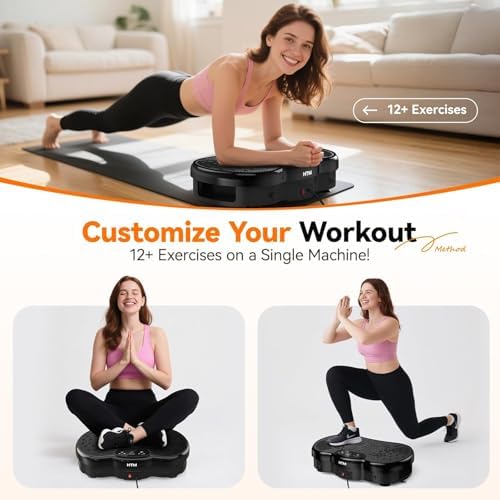 HTM Vibration Plate Exercise Machine, 9 Modes & 120 Speeds, Body Shake Plate with Resistance Bands Slot & Remote Control, Shake Board for Weight Loss Fat Burner Home Fitness Workout