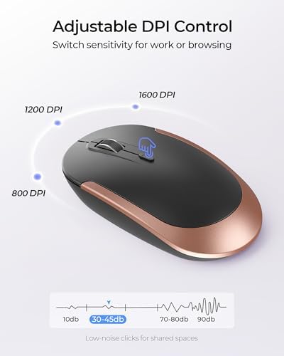 seenda Rechargeable Wireless Keyboard and Mouse Combo, Rose Gold & Black