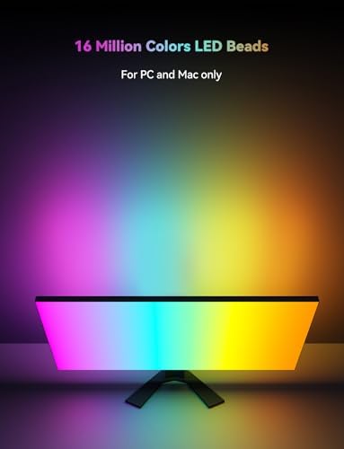 Monitor LED Backlights for PC & Mac, RGBIC LED Strip Lights that Sync with Screen Color or Music, Computer Light Bar Behind Monitor, LEDs for Desk Gaming, USB Port, Software Control (24 in)