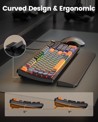 SABLUTE Gaming Keyboard and Mouse, Quiet Membrane with RGB Backlit