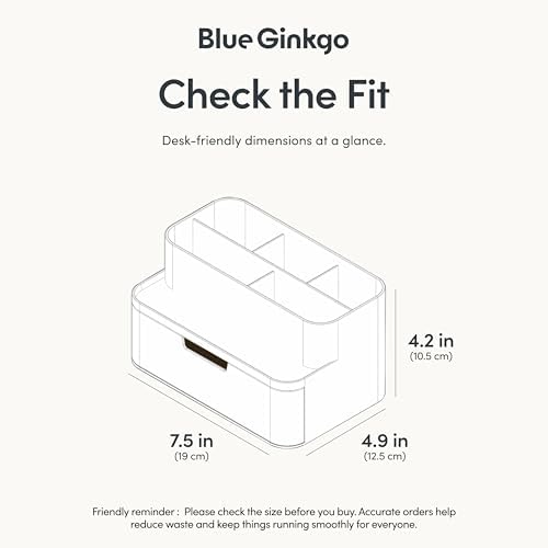 BLUE GINKGO Compact Desk Organizer, White, Made in Korea