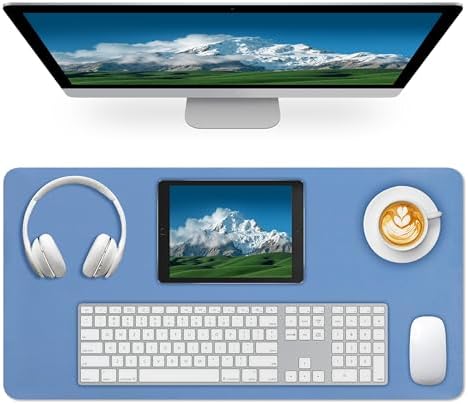 Leather Desk Pad Mat, Blue Desk Mat, 23.6" x 13.7"