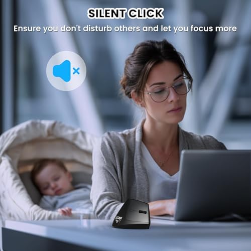 AJAZZ I300 Bluetooth and 2.4G Rechargeable Wireless Mouse,Ergonomic Vertical Design Optical Mouse Computer Mice,800/1200/1600 DPI,Quiet Clicks,84G Lightweight for Laptop, Desktop, PC, MacBook(Black)