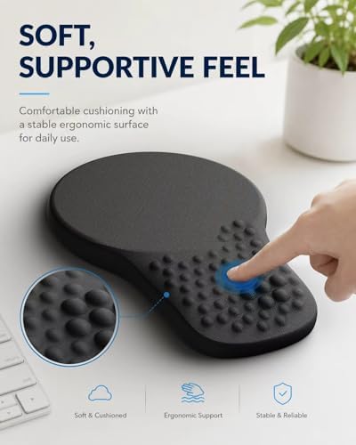 Ergonomic Mouse Pad with Wrist Rest Support, Mousepad for Carpal Tunnel Pain Relief, Memory Foam with Massage Design, Non-Slip Base for Office, Home, Gamming