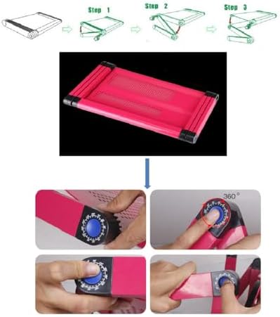 Adjustable Lap Desk Laptop Computer Portable Multifunctional Ergonomic Vented Table Stand Tray Mount Holder (420 * 260mm with Mouse Pad, Pink)