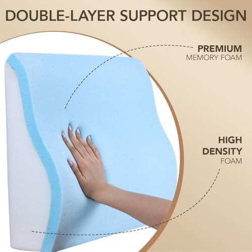 Lumbar Support Pillow for Recliner,Large Memory Foam Back Support Cushion for Sofa & Gaming Chair, Ergonomic Backrest Pillow for Elderly, Comfortable Couch Cushion with Machine Washable Cover,Beige